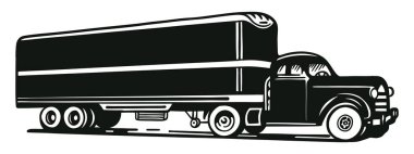 Klasik Amerikan kamyonu - el yapımı illüstrasyon