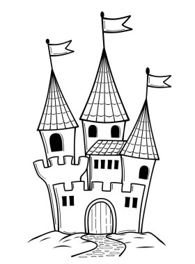 Çizgi film şatosu boyama sayfası