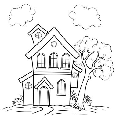 İki katlı boyama sayfası, çocuklar için boyama kitabı gibi kullanışlı..