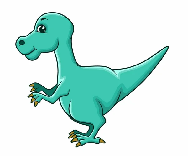 Ilustración Dibujos Animados Dinosaurios Verdes Lindos — Vector de stock
