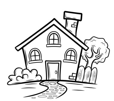 Ev, çocuklar için boyama kitabı