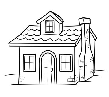 Çocuklar için basit bir eğitim oyunu. Boyama kitabı için komik evin vektör çizimi