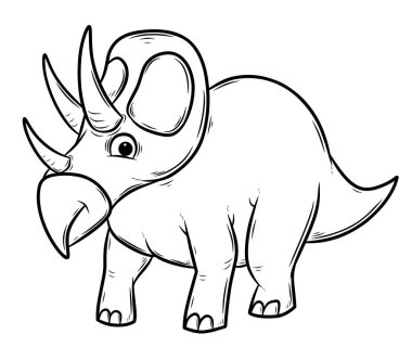 Dinozor Triceratops boyama sayfaları izole çizim karikatürü