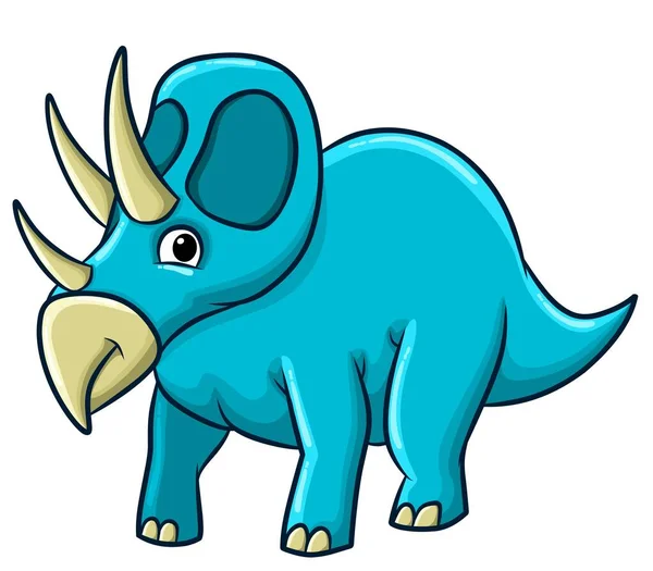 Illustratie Van Triceratops Geïsoleerd Witte Achtergrond — Stockvector