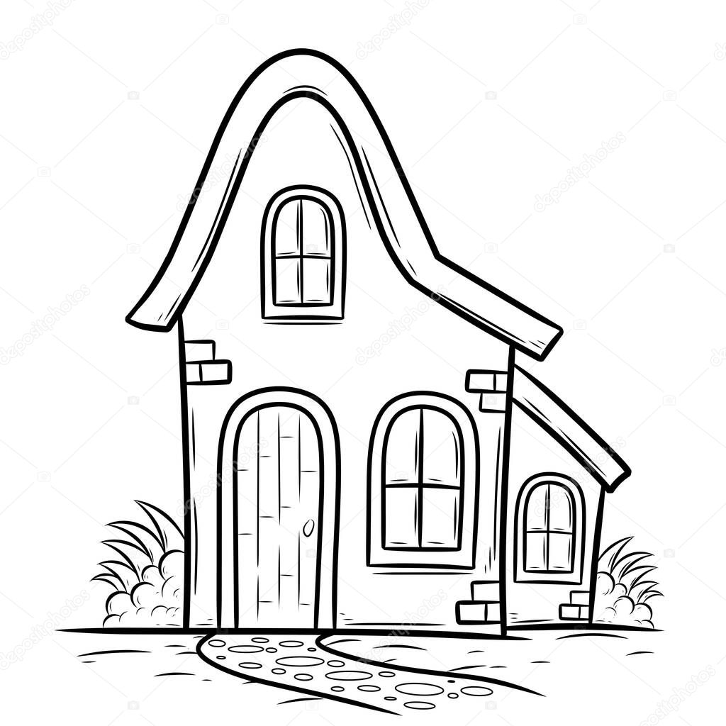 Concrete house coloring page, useful as coloring book for kids