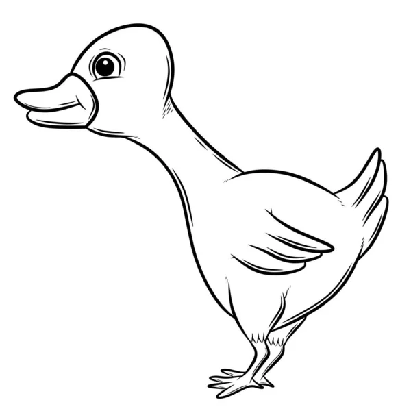 Lindo Pato Dibujos Animados Para Colorear Página — Vector de stock