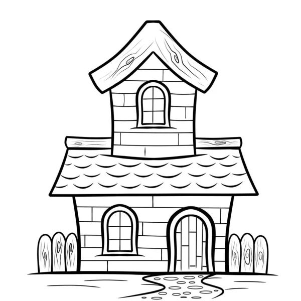 Hand Drawn House Home Coloring Page Kids — Stock Photo, Image