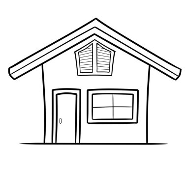 Çocuklar için el çizimi ev veya ev boyama sayfası