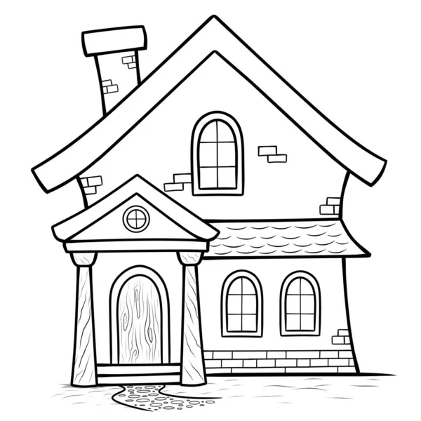 Handgezeichnetes Haus Oder Zuhause Malseite Für Kinder — Stockvektor