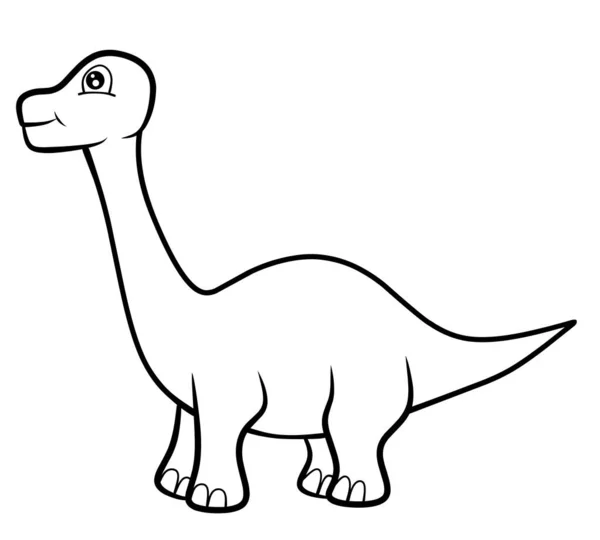 Jolie Page Colorier Dinosaure Pour Enfants Illustration — Image vectorielle