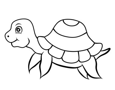 Küçük deniz kaplumbağası boyama sayfası izole görüntü karakteri