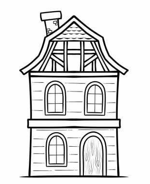 Çocuklar için el çizimi ev veya ev boyama sayfası