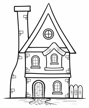 Ev boyama sayfası, çocuklar için boyama kitabı olarak kullanışlı.