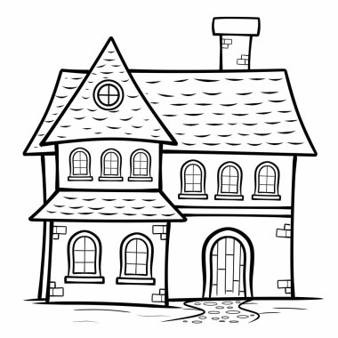 Ev boyama sayfası, çocuklar için boyama kitabı olarak kullanışlı.