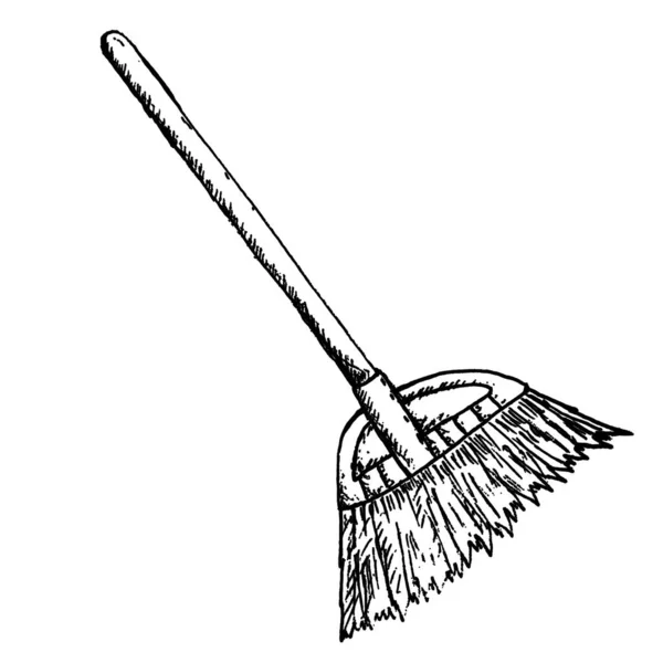 Wooden Broom Sketch Illustration — ストック写真