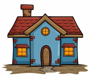 Eski model vektör illüstrasyonlu masal evi