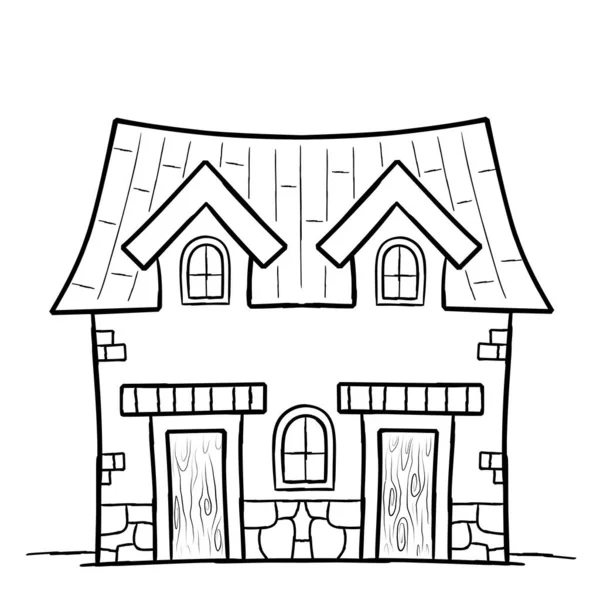 Cuento Hadas Casa Vieja Para Colorear Página Ilustración Aislada — Vector de stock