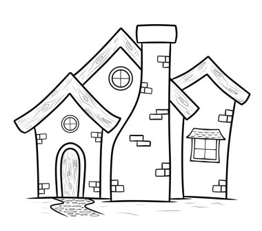 Peri masalı eski ev boyama sayfası çizimi izole