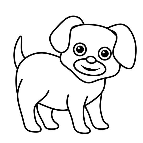 Line Art Dog Cartoon Coloring Page — Stock Vector