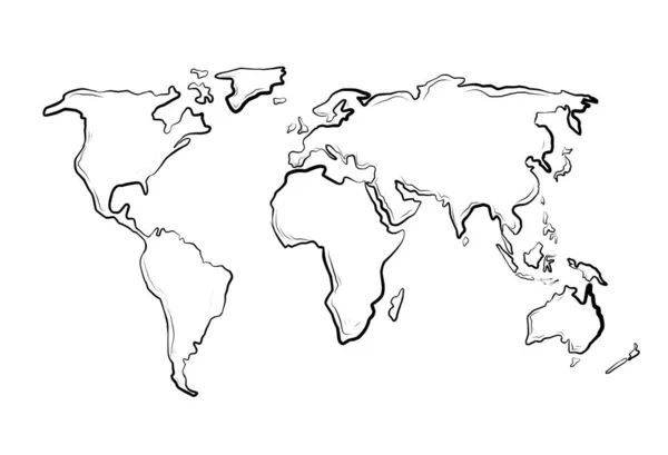 Planet Earth Globe Vector Linear Picture — Vetor de Stock