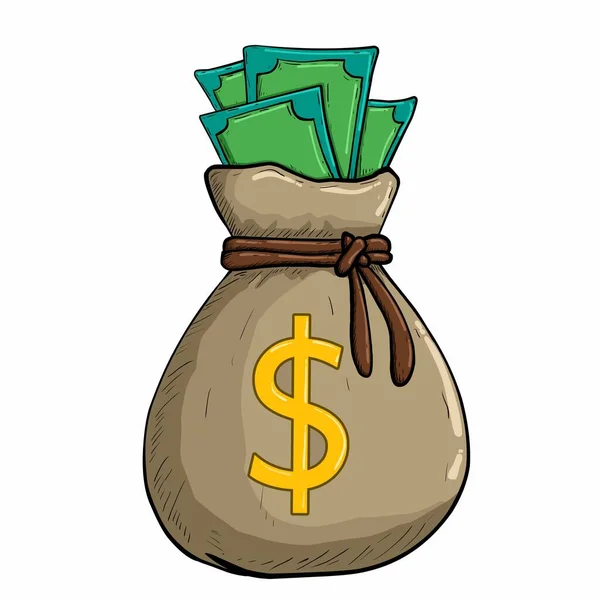 Money Bag Hand Drawn Dollar Sack Money Bag Sketch Isolated — Archivo Imágenes Vectoriales