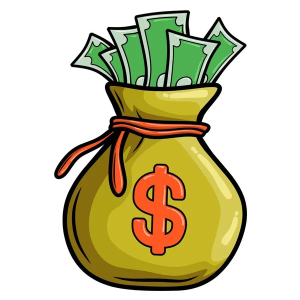 bunch money in bag isolated