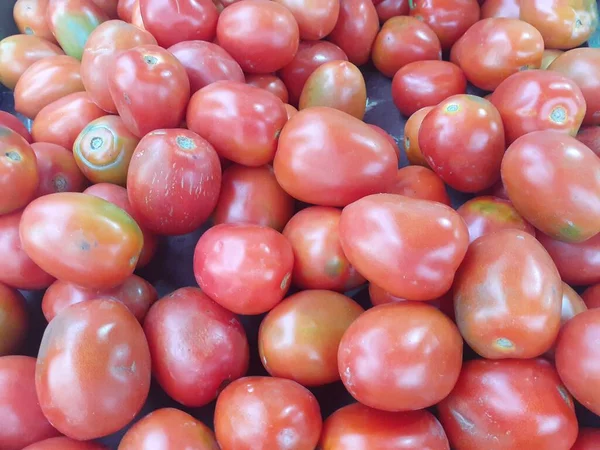 Many Fresh Red Tomatoes Indonesian Tropical Asian Tomatoes Sold Traditional — Stockfoto