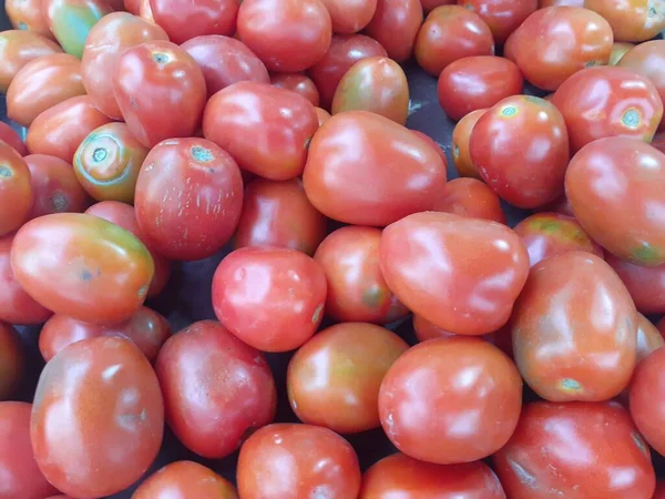 Many Fresh Red Tomatoes Indonesian Tropical Asian Tomatoes Sold Traditional — Fotografia de Stock
