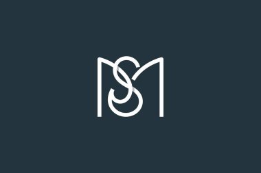 Başlangıç Harfi SM Logosu veya MS Logo Tasarım Vektörü