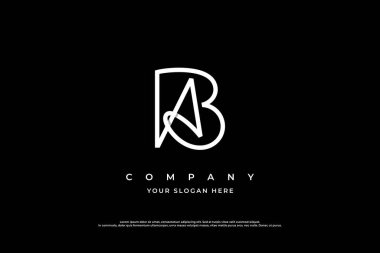 İlk Harf AB Logosu veya BA Monogram Tasarım Vektörü
