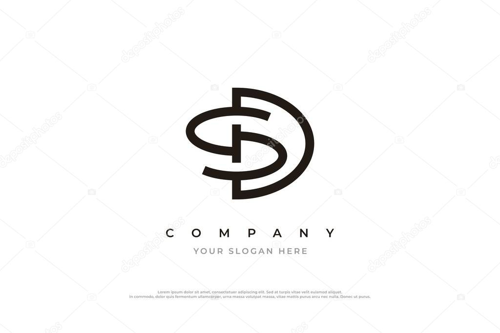 Initial Letter SD Logo or DS Monogram Logo Design Vector
