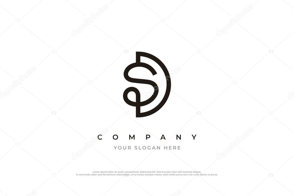 Initial Letter SD Monogram Logo or DS Logo Design Vector