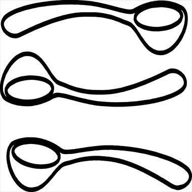 Vektör, Kaşık Resmi, siyah beyaz renk, şeffaf arkaplan