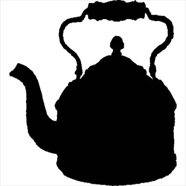 Vektör, Çaydanlığın Resmi Siluet Simgesi, siyah ve beyaz renk, şeffaf arkaplan
