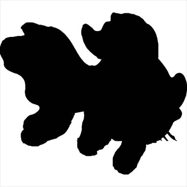 Vektör, Balık siluet simgesi resmi, siyah ve beyaz renk, şeffaf arkaplan