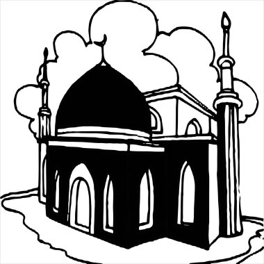 Vektör, Cami siluet simgesi resmi, siyah ve beyaz, şeffaf arkaplan