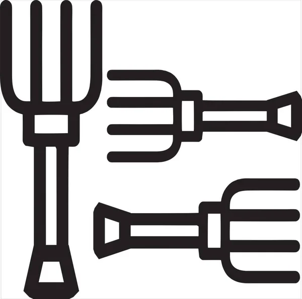 Vector Image Farm Tool Fork Icon Black White Color Transparent — Stock Vector