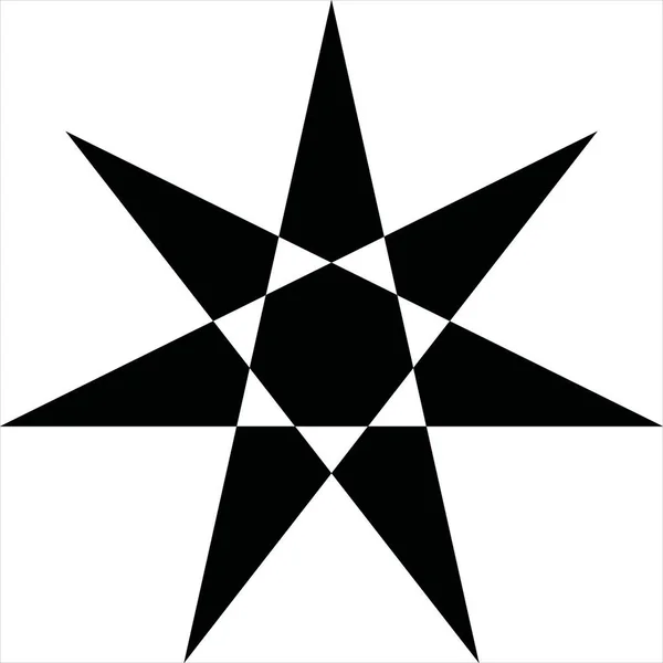 Вектор Зображення Зірки Гепагона Чорно Білого Кольору Прозорий Фон — стоковий вектор