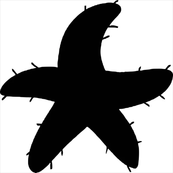 Vector Image Starfish Silhouette Icon Black White Color Transparent Background — Stock Vector