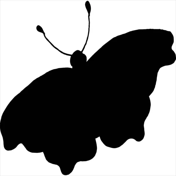 Вектор Ікона Зображення Силуету Метелика Чорно Білому Кольорі Прозорим Тлом — стоковий вектор