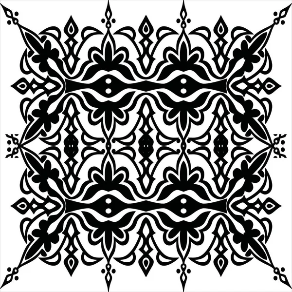 Вектор Зображення Мистецтва Батиків Чорно Білого Кольору Прозорим Фоном — стоковий вектор