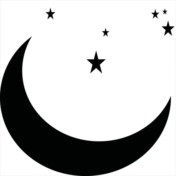 Vector Image Crescent Moon Icon Silhouette Black White Color Transparent — Stock Vector