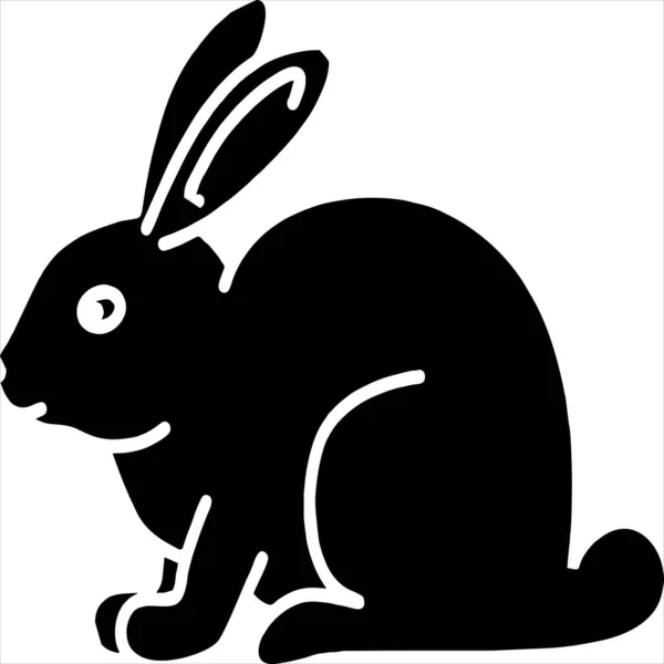 ベクター画像 ウサギのシルエットのアイコン 黒と白 透明背景 — ストックベクタ