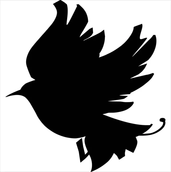 Vektor Obrázek Létající Pták Silueta Ikona Černá Bílá Barva Transparentní — Stockový vektor