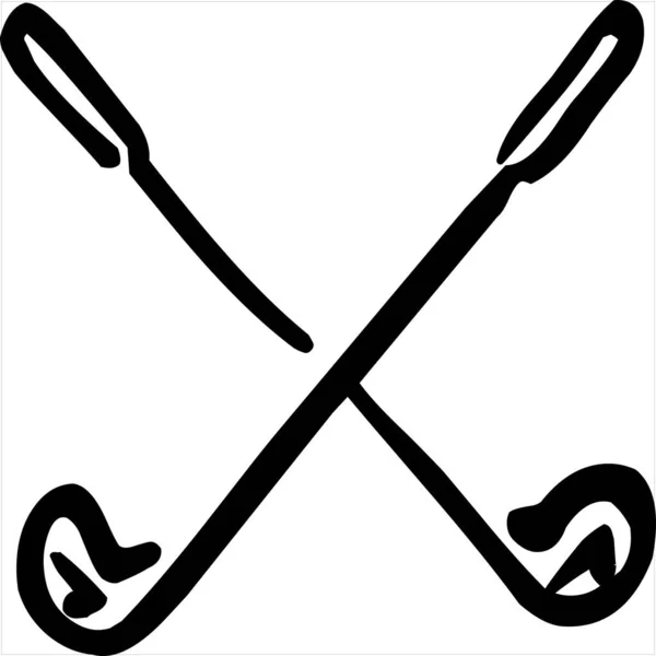 ベクトル ゴルフバットのアイコンの画像 黒と白の色 透明背景 — ストックベクタ