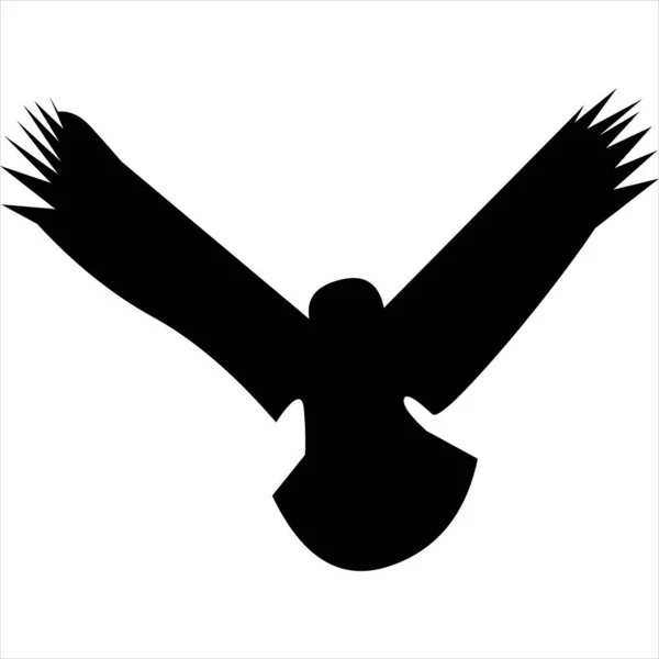Vetor Imagem Ícone Silhueta Pássaro Voador Cor Preto Branco Fundo — Vetor de Stock