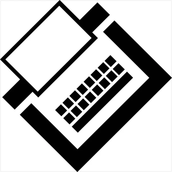 Vector Image Typewriter Icon Black White Color Transparent Background —  Vetores de Stock
