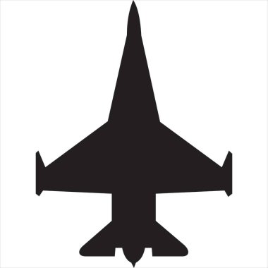 Vektör, savaş uçağı simgesi resmi, siyah ve beyaz, şeffaf arkaplan