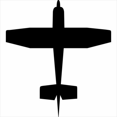 Vektör, uçak siluet simgesi resmi, siyah ve beyaz renk, şeffaf arkaplan