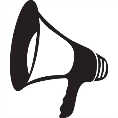 Vektör, hoparlör simgesi, siyah beyaz renk, şeffaf arkaplan